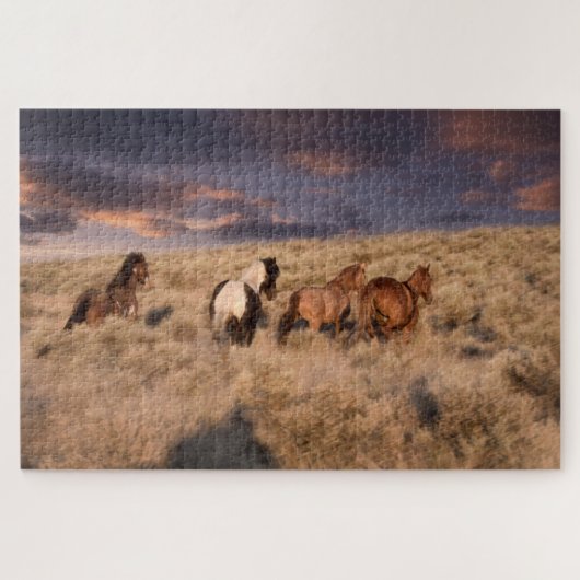 Wilde paarden die lopen legpuzzel (Horizontaal)