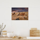 Wilde paarden die lopen poster (Keuken)
