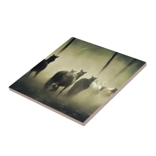 Wilde paarden die lopen tegeltje (Zijkant)