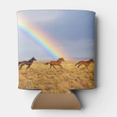 Wilde paarden die met regenboog lopen blikjeskoeler (Achterkant)