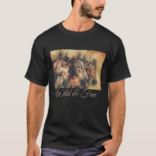 Wilde paarden die T-Shirt Wild en vrij schilderen