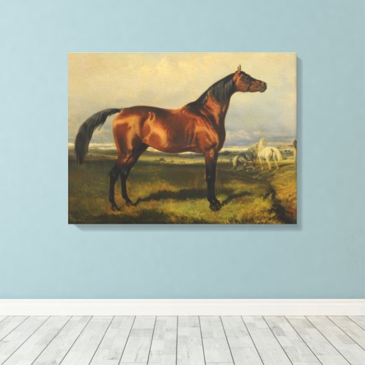wilde paarden door Alfred de Dreux Canvas Afdruk (Insitu (Houten vloer))