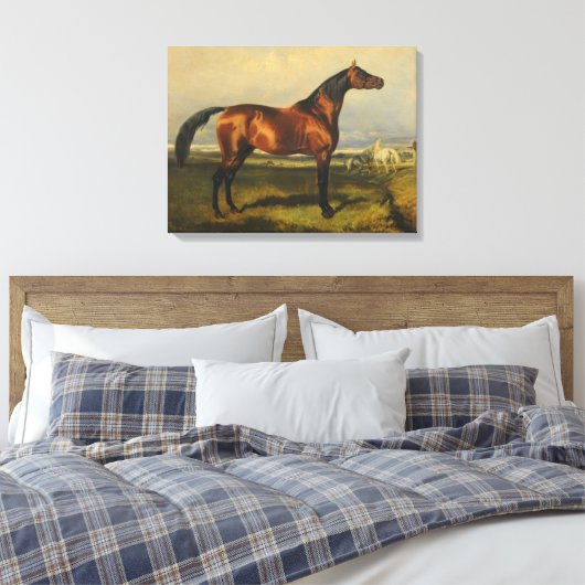 wilde paarden door Alfred de Dreux Canvas Afdruk (Insitu (Slaapkamer))