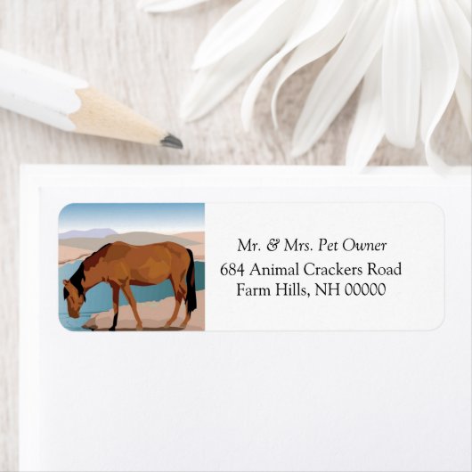 Wilde paarden Drink het Etiket van het Adres van d (Insitu)