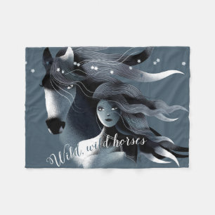 Wilde paarden en een meisje fleece deken