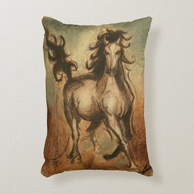 Wilde paarden en warme kleuren accent kussen (Voorkant(Verticaal))