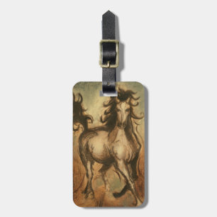 Wilde paarden en warme kleuren bagagelabel