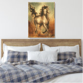 Wilde paarden en warme kleuren canvas afdruk (Insitu (Slaapkamer))