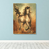 Wilde paarden en warme kleuren canvas afdruk (Insitu (Houten vloer))