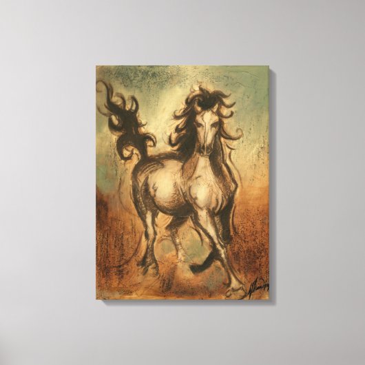 Wilde paarden en warme kleuren canvas afdruk (Voorkant)