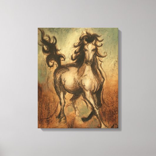 Wilde paarden en warme kleuren canvas afdruk (Voorkant)