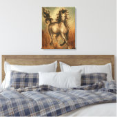 Wilde paarden en warme kleuren canvas afdruk (Insitu (Slaapkamer))