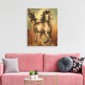 Wilde paarden en warme kleuren canvas afdruk (Insitu (Woonkamer))