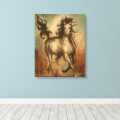 Wilde paarden en warme kleuren canvas afdruk (Insitu (Houten vloer))