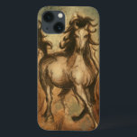 Wilde paarden en warme kleuren iPhone 13 hoesje<br><div class="desc">Ethan Harper staat bekend om zijn abstracte schilderijen. Hij schildert graag paarden en landschappen en dit afbeelding is geen uitzondering. De scherpte van de inkt die op het wilde paard wordt gebruikt,  mengt perfect met warme kleuren op de achtergrond.</div>