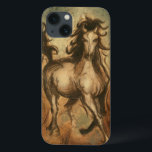 Wilde paarden en warme kleuren iPhone 13 hoesje<br><div class="desc">Ethan Harper staat bekend om zijn abstracte schilderijen. Hij schildert graag paarden en landschappen en dit afbeelding is geen uitzondering. De scherpte van de inkt die op het wilde paard wordt gebruikt, mengt perfect met warme kleuren op de achtergrond.</div>