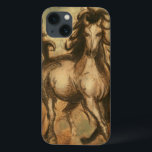Wilde paarden en warme kleuren iPhone 13 hoesje<br><div class="desc">Ethan Harper staat bekend om zijn abstracte schilderijen. Hij schildert graag paarden en landschappen en dit afbeelding is geen uitzondering. De scherpte van de inkt die op het wilde paard wordt gebruikt,  mengt perfect met warme kleuren op de achtergrond.</div>