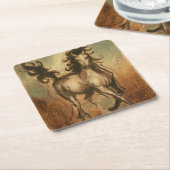 Wilde paarden en warme kleuren kartonnen onderzetters (Schuin)