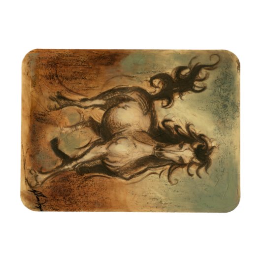 Wilde paarden en warme kleuren magneet (Horizontaal)