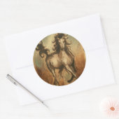 Wilde paarden en warme kleuren ronde sticker (Envelop)