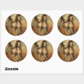 Wilde paarden en warme kleuren ronde sticker (Vel)