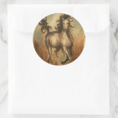 Wilde paarden en warme kleuren ronde sticker (Tas)