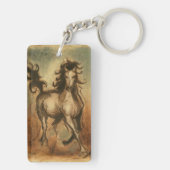 Wilde paarden en warme kleuren sleutelhanger (achterkant)