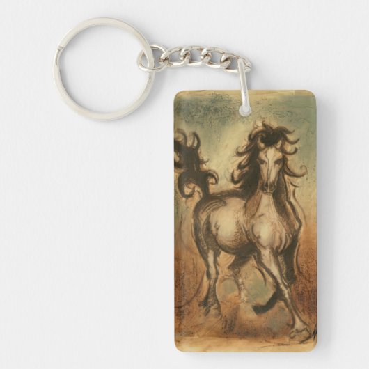 Wilde paarden en warme kleuren sleutelhanger (Voorkant)