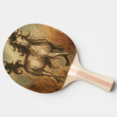 Wilde paarden en warme kleuren tafeltennisbatje (Zijkant)