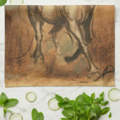 Wilde paarden en warme kleuren theedoek (Gevouwen)