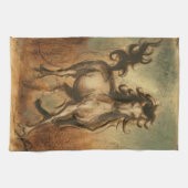 Wilde paarden en warme kleuren theedoek (Horizontaal)