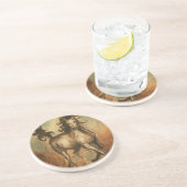 Wilde paarden en warme kleuren zandsteen onderzetter (Zijkant)