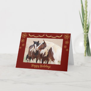Wilde paarden feestdagen kaart