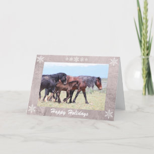 Wilde paarden feestdagen kaart