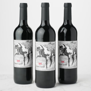 Wilde paarden Foto Picasso Mustang Wine Labels  Wijn Etiket