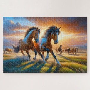 Wilde paarden, galopperende paarden, majestueuze d legpuzzel
