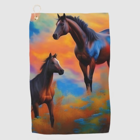 Wilde paarden golfhanddoek (Voorkant)