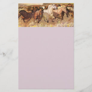 Wilde paarden Horse Letterhead Stationery Lavender Briefpapier