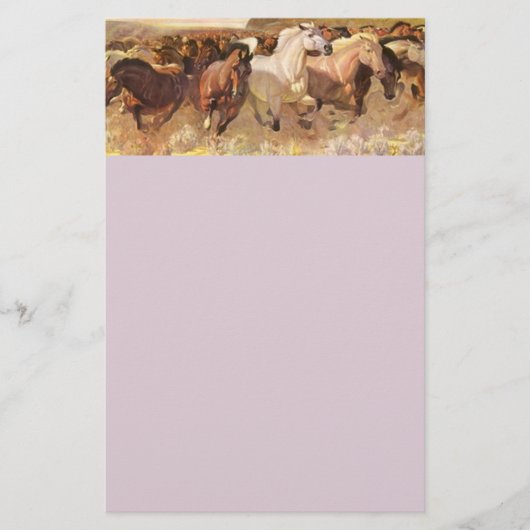 Wilde paarden Horse Letterhead Stationery Lavender Briefpapier (Voorkant)