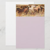 Wilde paarden Horse Letterhead Stationery Lavender Briefpapier (Voorkant / Achterkant)