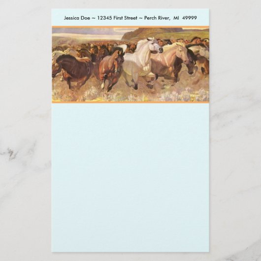 Wilde paarden Horse Mustang Stationery Note paper Briefpapier (Voorkant)