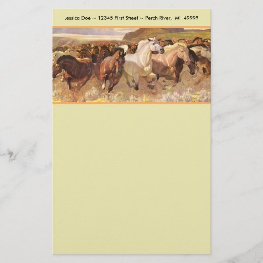 Wilde paarden Horse Mustang Stationery Note paper Briefpapier (Voorkant)
