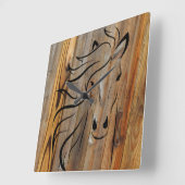Wilde paarden Houten Plank Vierkante Klok (Hoek)