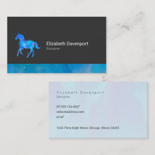 Wilde paarden in blauw en Paarse Waterverf vet Visitekaartje