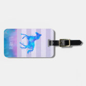 Wilde paarden in blauwe en Paarse Waterverf Bagagelabel (Voorkant horizontaal)