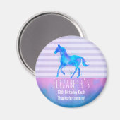 Wilde paarden in Blauwe en Paarse Waterverf Birthd Magneet (Voorkant / Achterkant)
