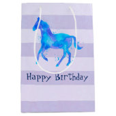 Wilde paarden in Blauwe en Paarse Waterverf Birthd Medium Cadeauzakje (Voorkant)