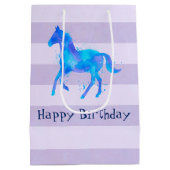 Wilde paarden in Blauwe en Paarse Waterverf Birthd Medium Cadeauzakje (Achterkant)