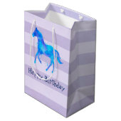Wilde paarden in Blauwe en Paarse Waterverf Birthd Medium Cadeauzakje (Achterkant Gekanteld)