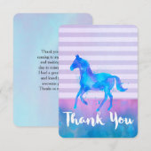 Wilde Paarden in Blauwe en Paarse Waterverf Hartel Bedankkaart (Voorkant / Achterkant)